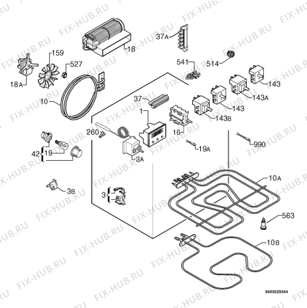 Взрыв-схема плиты (духовки) Privileg 323564_60512 - Схема узла Electrical equipment 268